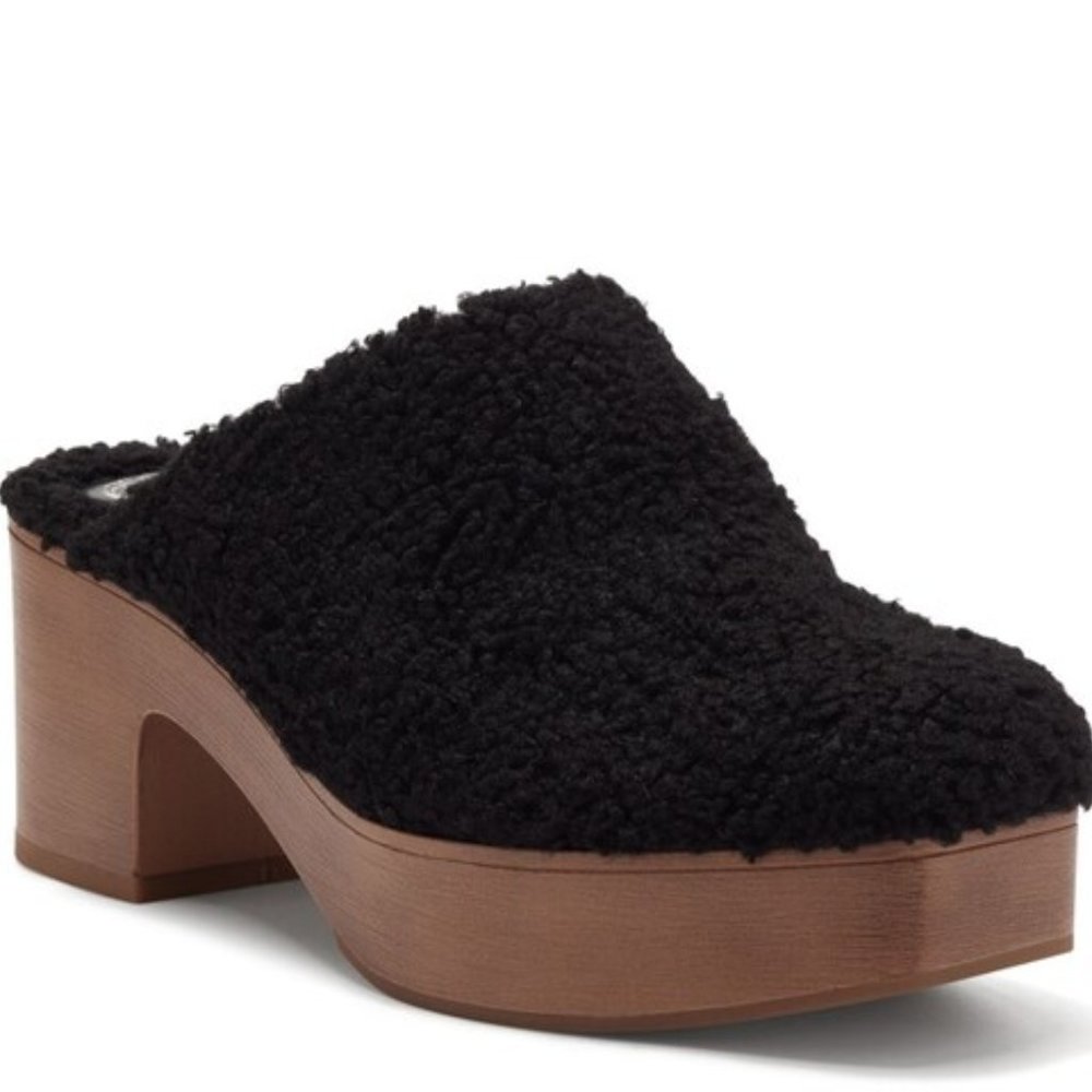 Vince Camuto Black Sherpa Mules